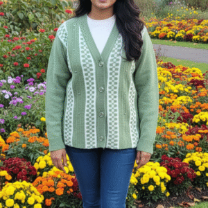 Women cardigan light green color