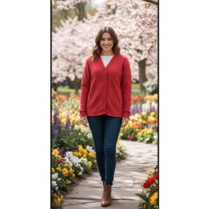 Women cardigan red color