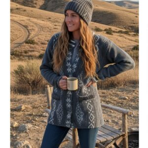 Women cardigan dark gray colour