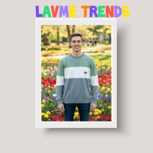 Male Sweater green, white and gray