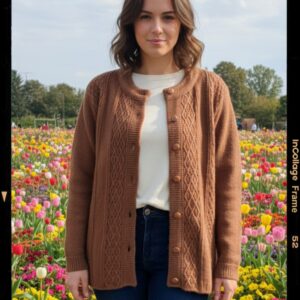 Women cardigan dark brown color