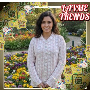 Women cardigan light red and white mix color