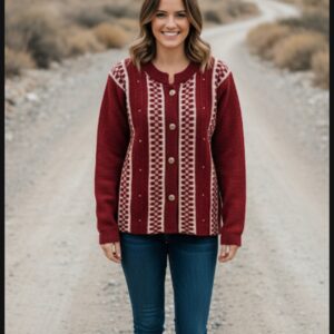 Women cardigan red & maroon color