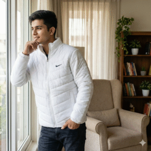 Men solid puffer jacket